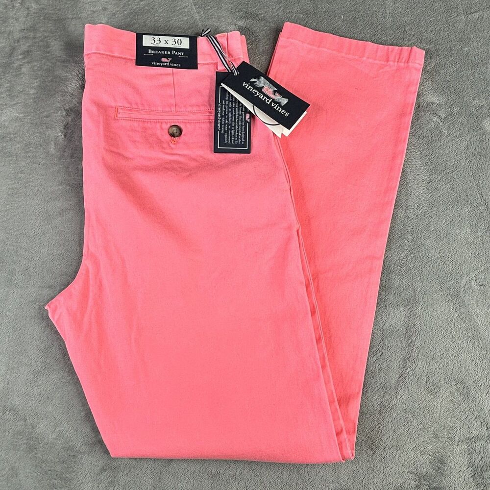 Vineyard Vines Pants Mens 33x30 Pink Breaker Pant Papaya Passion Stretch Chino‎